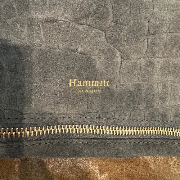 Hammitt Gray Crocodile Textured VIP Bag metallic brown suede and gold Zipper - Picture 2 of 9